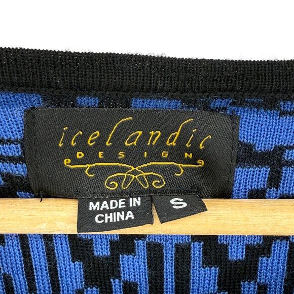 Icelandic Design 100% Merino Wool Sweater Dress Women's Sz Small Black Fair Isle - Picture 5 of 6